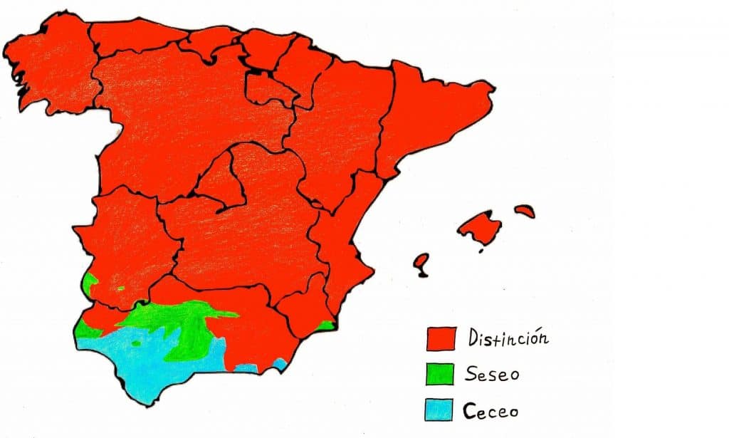 Map of Spain Seseo & Ceceo