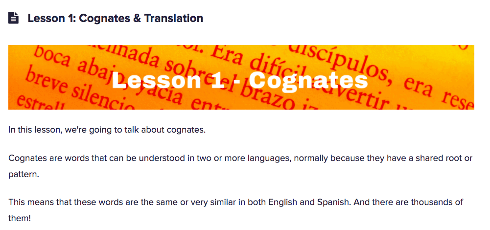 Spanish Uncovered Review - Cognates Lesson